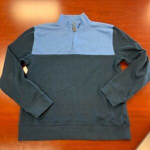 Britches Blue on Blue Quarter Zip Sweater sz L EUC